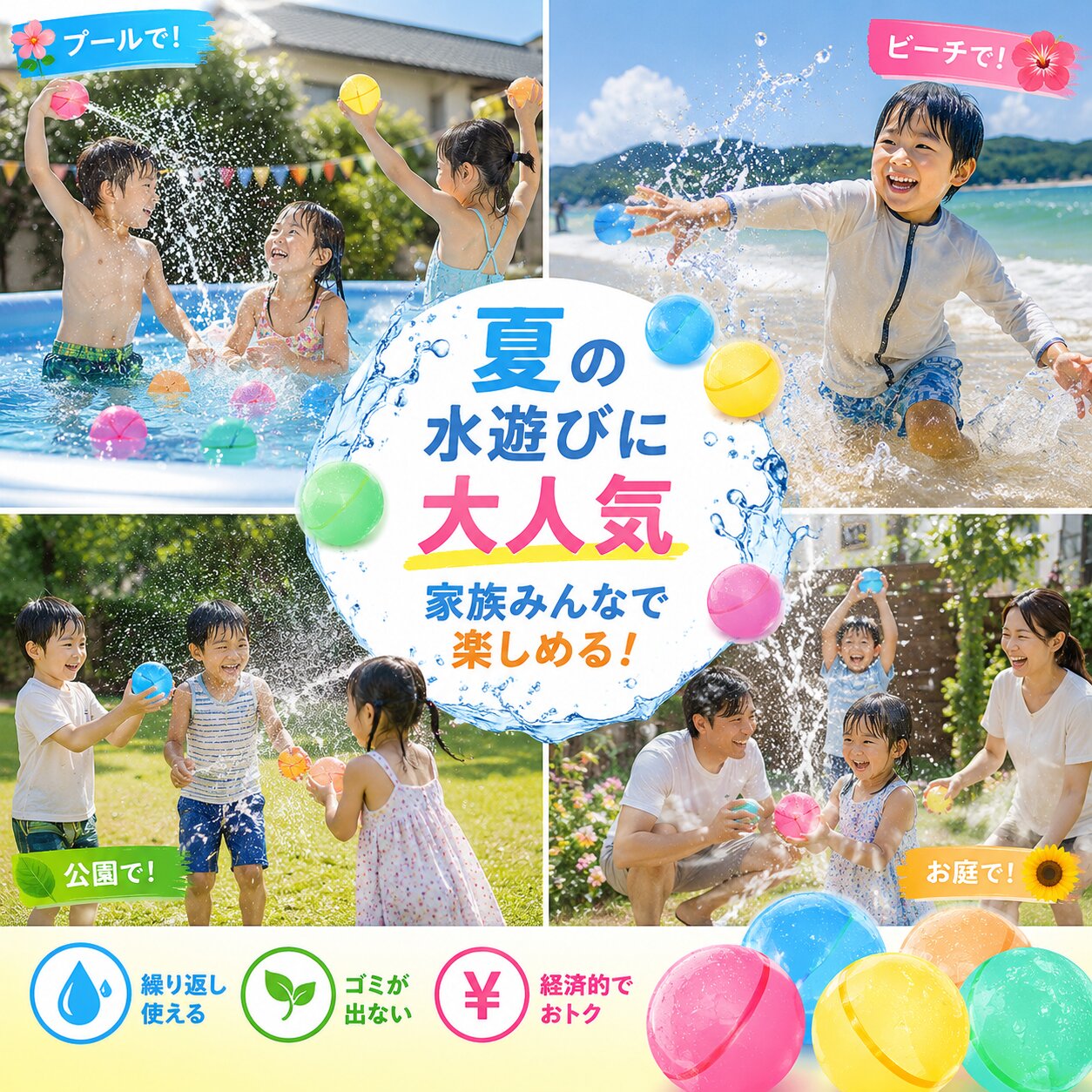 B-Force™ [当店売上No.1 / ベストセラー] 磁石式ウォーターボール｜繰り返し使える 1秒補充・ゴミが出ない次世代水遊びセット（水風船・痛くない・環境に優しい）
