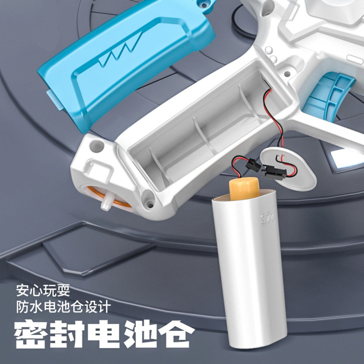 電動水鉄砲 バッテリー式・サメデザイン・全自動連続発射機能・夏の水遊び用・青 使用シーンイメージ