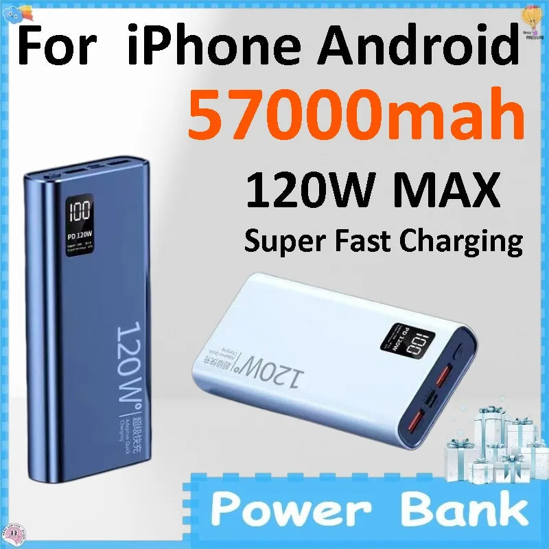 ポータブルバッテリー 57000mAh・USB・A・Type・C対応・120W超高速充電・旅行用 正面イメージ