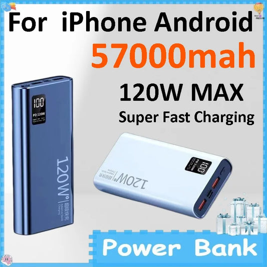 ポータブルバッテリー 57000mAh・USB・A・Type・C対応・120W超高速充電・旅行用 正面イメージ