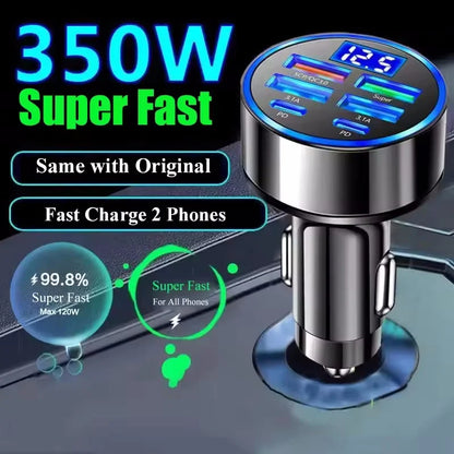 車載充電器 120W・GaN技術・4つのAポート・2つのCポート・同時充電対応 正面イメージ
