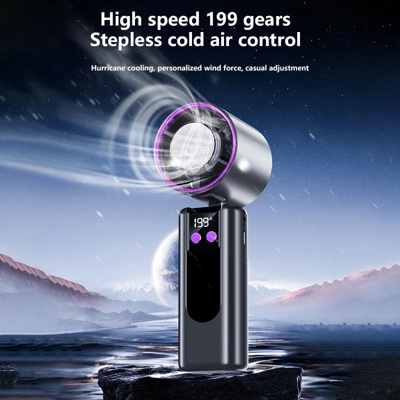 ハンドヘルド冷却ファン USB充電式・50W・リモコン機能・199段階風速調整・デジタルディスプレイ付き 追加イメージ5