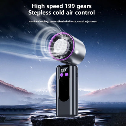ハンドヘルド冷却ファン USB充電式・50W・リモコン機能・199段階風速調整・デジタルディスプレイ付き 追加イメージ5