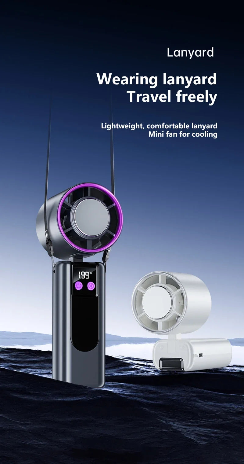 ハンドヘルド冷却ファン USB充電式・50W・リモコン機能・199段階風速調整・デジタルディスプレイ付き 追加イメージ8