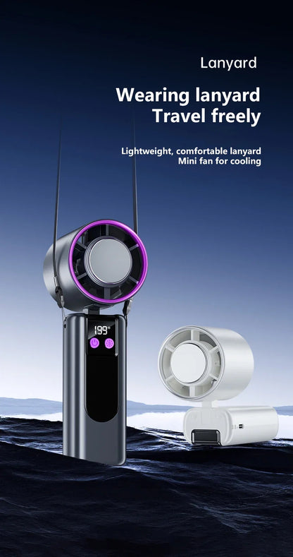 ハンドヘルド冷却ファン USB充電式・50W・リモコン機能・199段階風速調整・デジタルディスプレイ付き 追加イメージ8