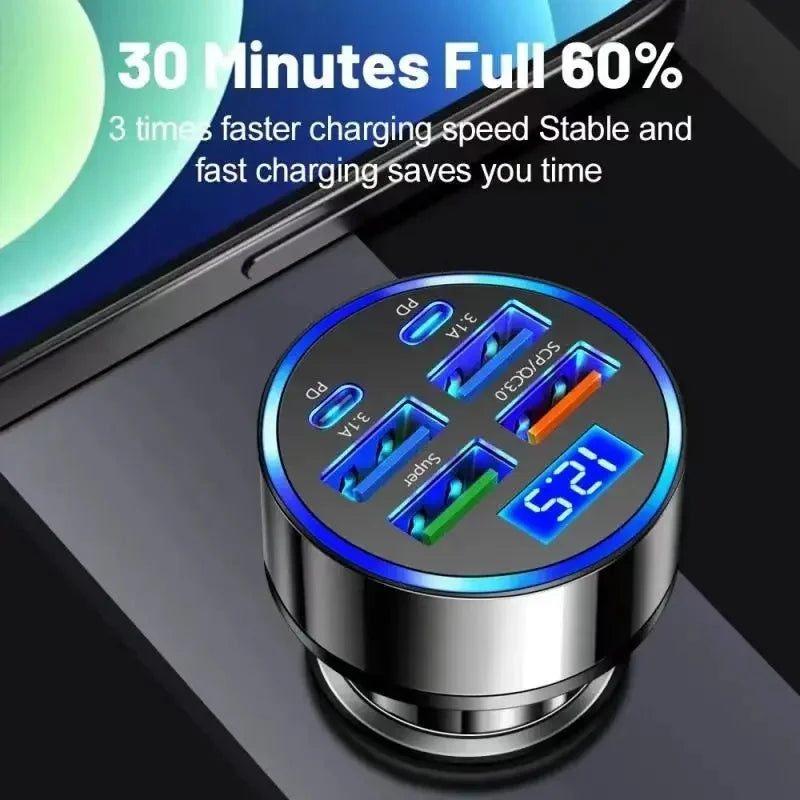 車載充電器 120W・GaN技術・4つのAポート・2つのCポート・同時充電対応 追加イメージ9