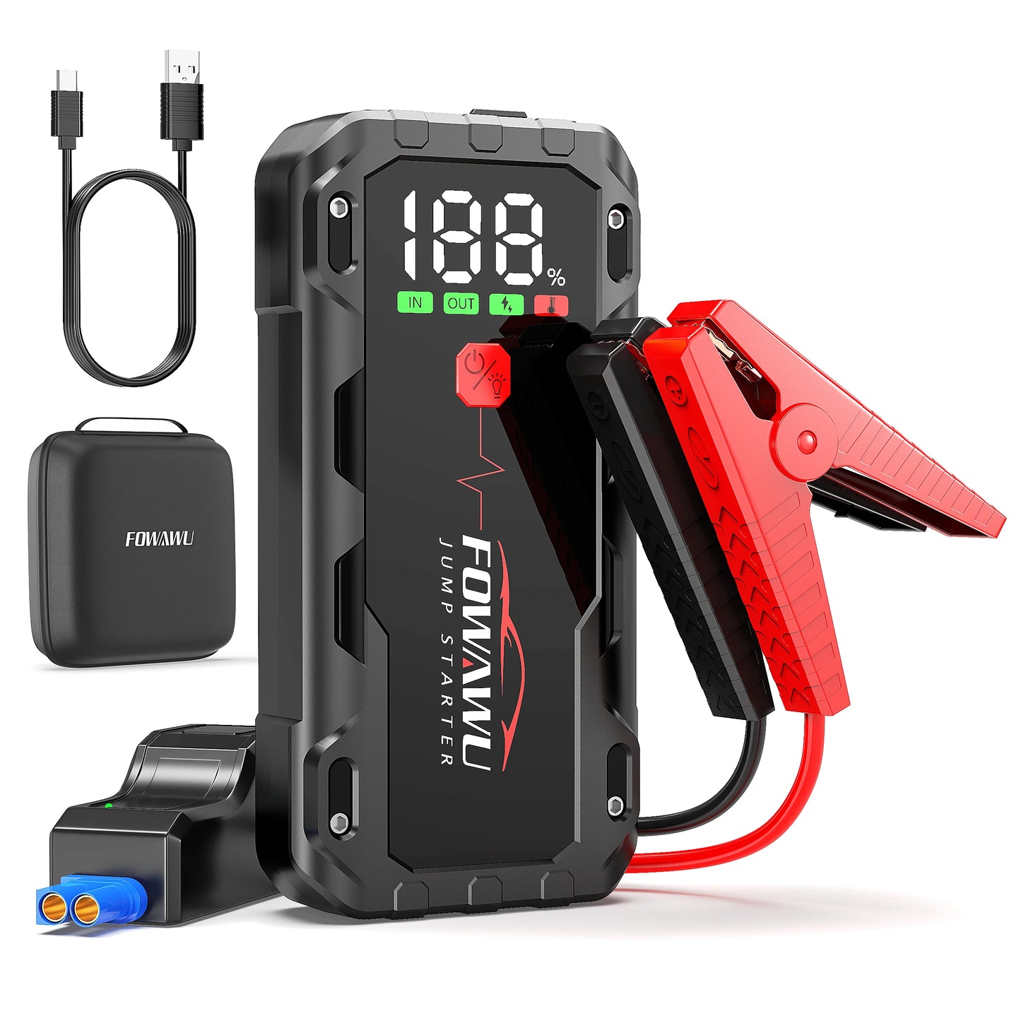 ジャンプスターター 26800mAh・7000Aピーク電流・UL認証・12V車両対応・バイクやSUVのエンジン始動用 正面イメージ