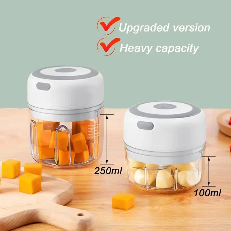 ミニ電動ガーリックチョッパー 250ml・USB充電式・ステンレス刃・プラスチック製・キッチン用 詳細イメージ