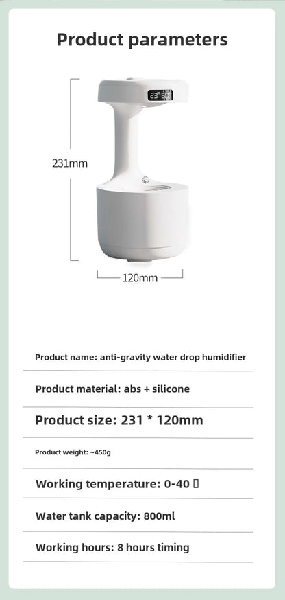 アンチグラビティ加湿器 超音波式・0.5・1L水タンク・USB電源・水不足時自動電源オフ機能・家庭・オフィス用対応 追加イメージ18