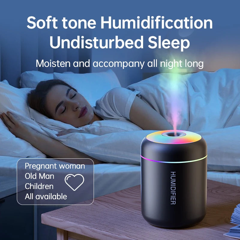 ミニ加湿器 180ml・USB電源・静音設計・30ml/hの加湿能力・自宅・車用 使用シーンイメージ
