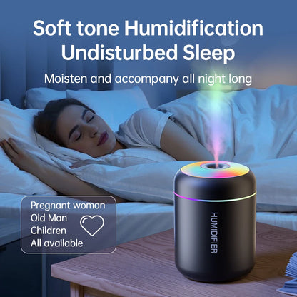 ミニ加湿器 180ml・USB電源・静音設計・30ml/hの加湿能力・自宅・車用 使用シーンイメージ