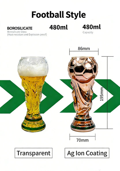 サッカー優勝トロフィー型ビールグラス 20×8cm・高耐熱性・約200g・バー・パブ・パーティー用 追加イメージ16
