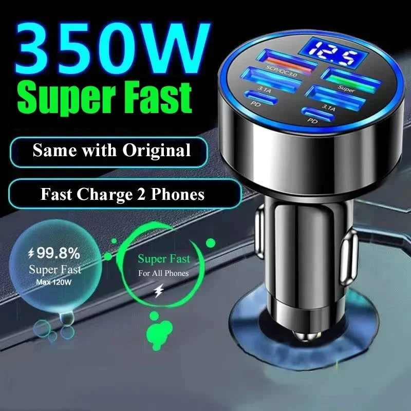 車載充電器 120W・GaN技術・4つのAポート・2つのCポート・同時充電対応 追加イメージ7