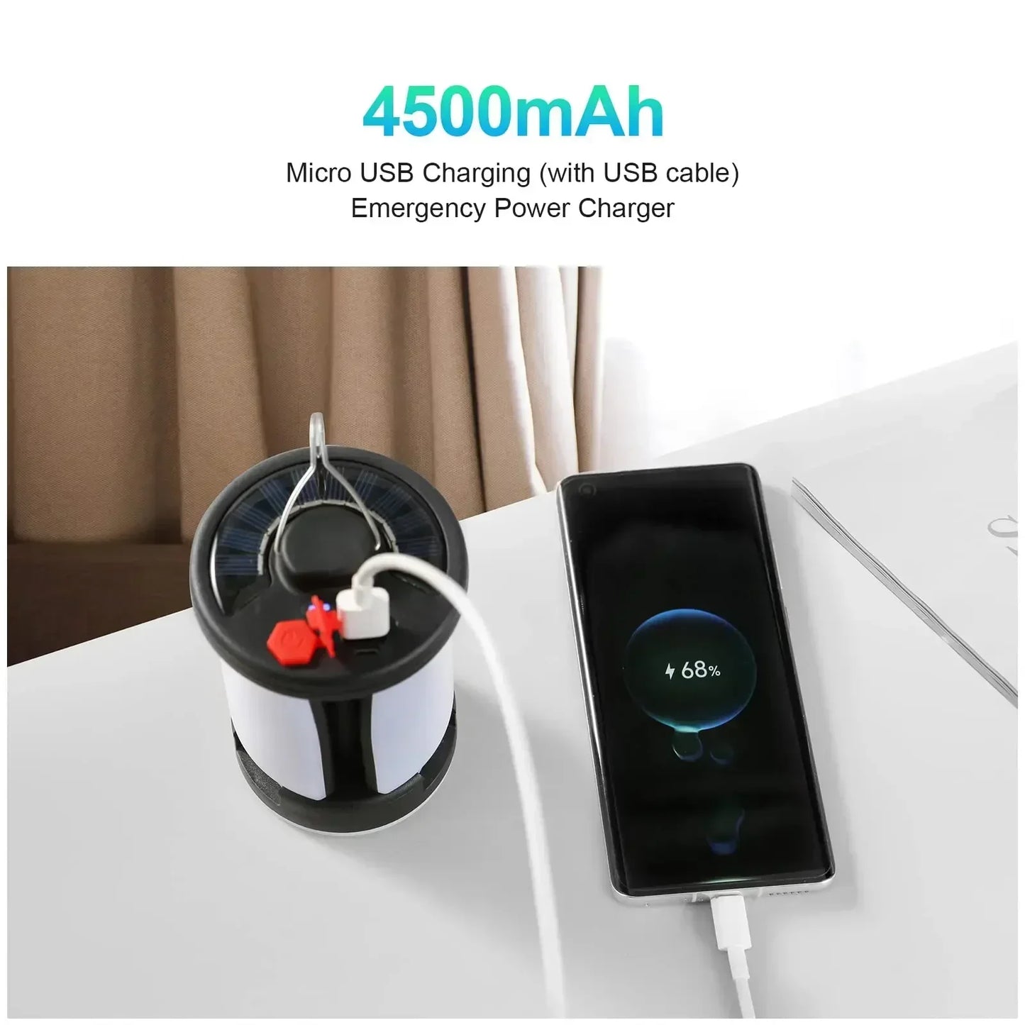 ソーラーキャンプランタン 4500mAh・1000LM・折りたたみ式・6種類のライトモード・USB・ソーラー充電対応 追加イメージ10