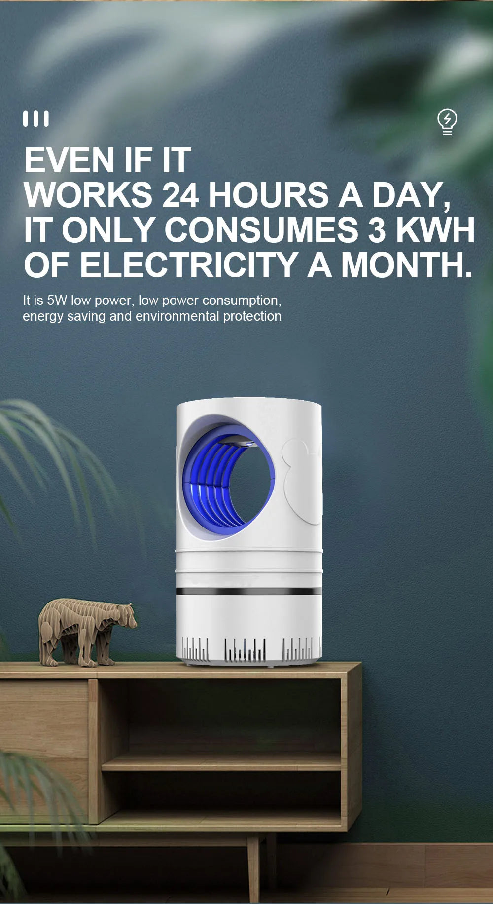 電気蚊取り器 368nm紫外線ライト・USB充電式・1個・強力吸引・蚊を捕獲・寝室・オフィス用 追加イメージ17