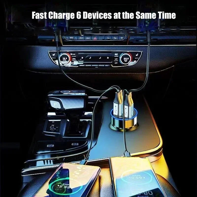 車載充電器 120W・GaN技術・4つのAポート・2つのCポート・同時充電対応 追加イメージ8