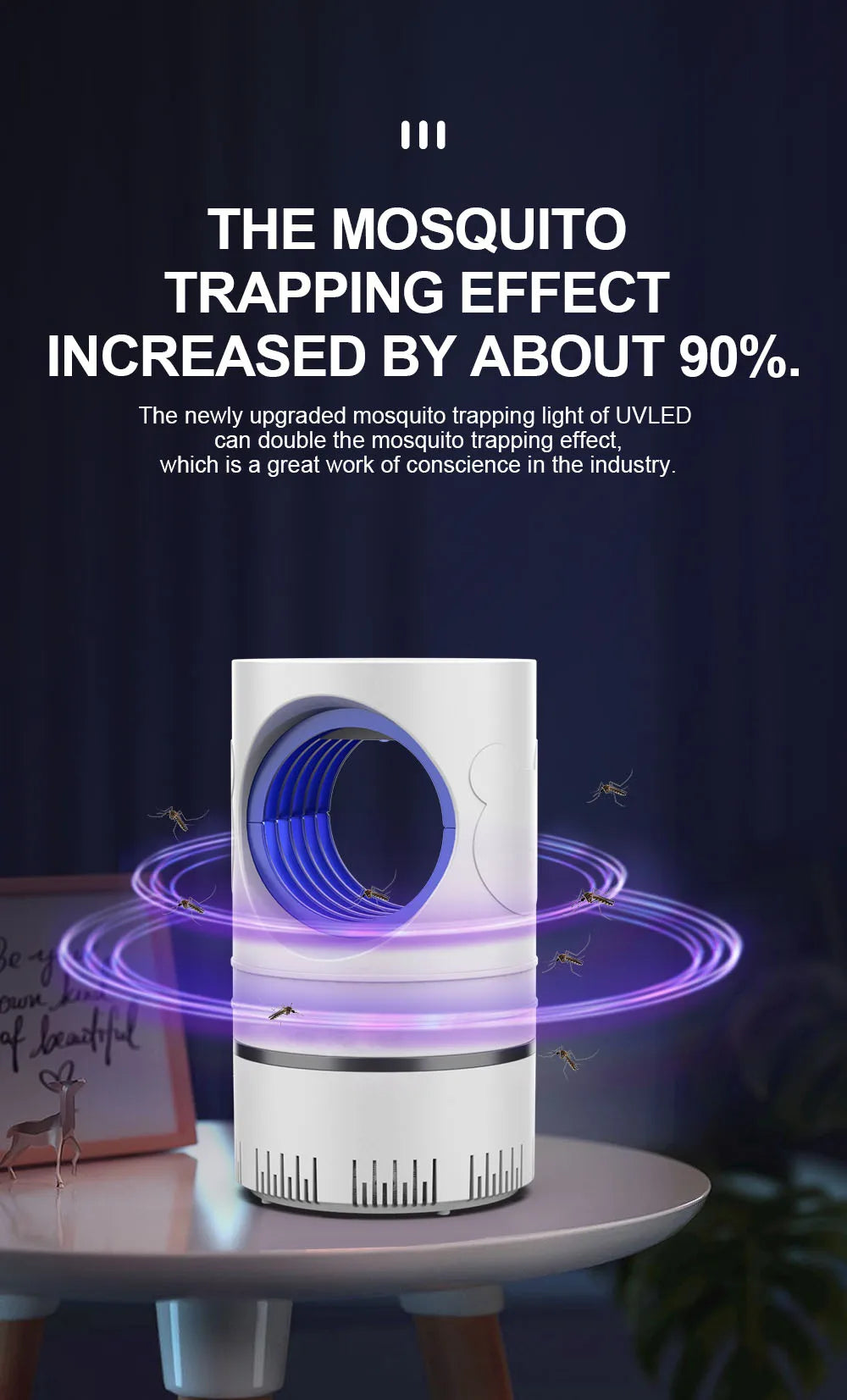 電気蚊取り器 368nm紫外線ライト・USB充電式・1個・強力吸引・蚊を捕獲・寝室・オフィス用 追加イメージ9