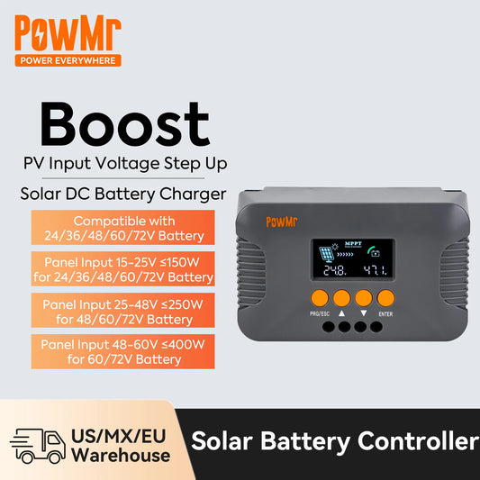 ソーラー充電コントローラー 最大電流10A・MPPT技術対応・24V・36V・48V・60V・72V用・オフグリッドシステム向け 正面イメージ