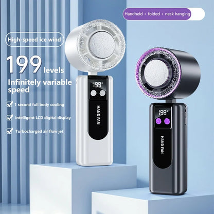 ハンドヘルド冷却ファン USB充電式・50W・リモコン機能・199段階風速調整・デジタルディスプレイ付き 詳細イメージ