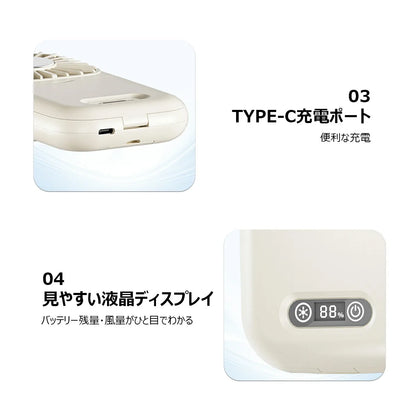 ハンディファン（ミラー付き） 15時間連続使用・LCDディスプレイ・5段階風量調整・6in1機能・折りたたみ式・屋外イベント用 追加イメージ17