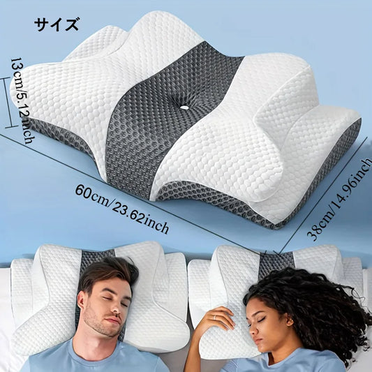 バタフライネックピロー メモリーフォーム・100%ポリエステル・低反発・折りたたみ式・旅行・家庭用対応 詳細イメージ