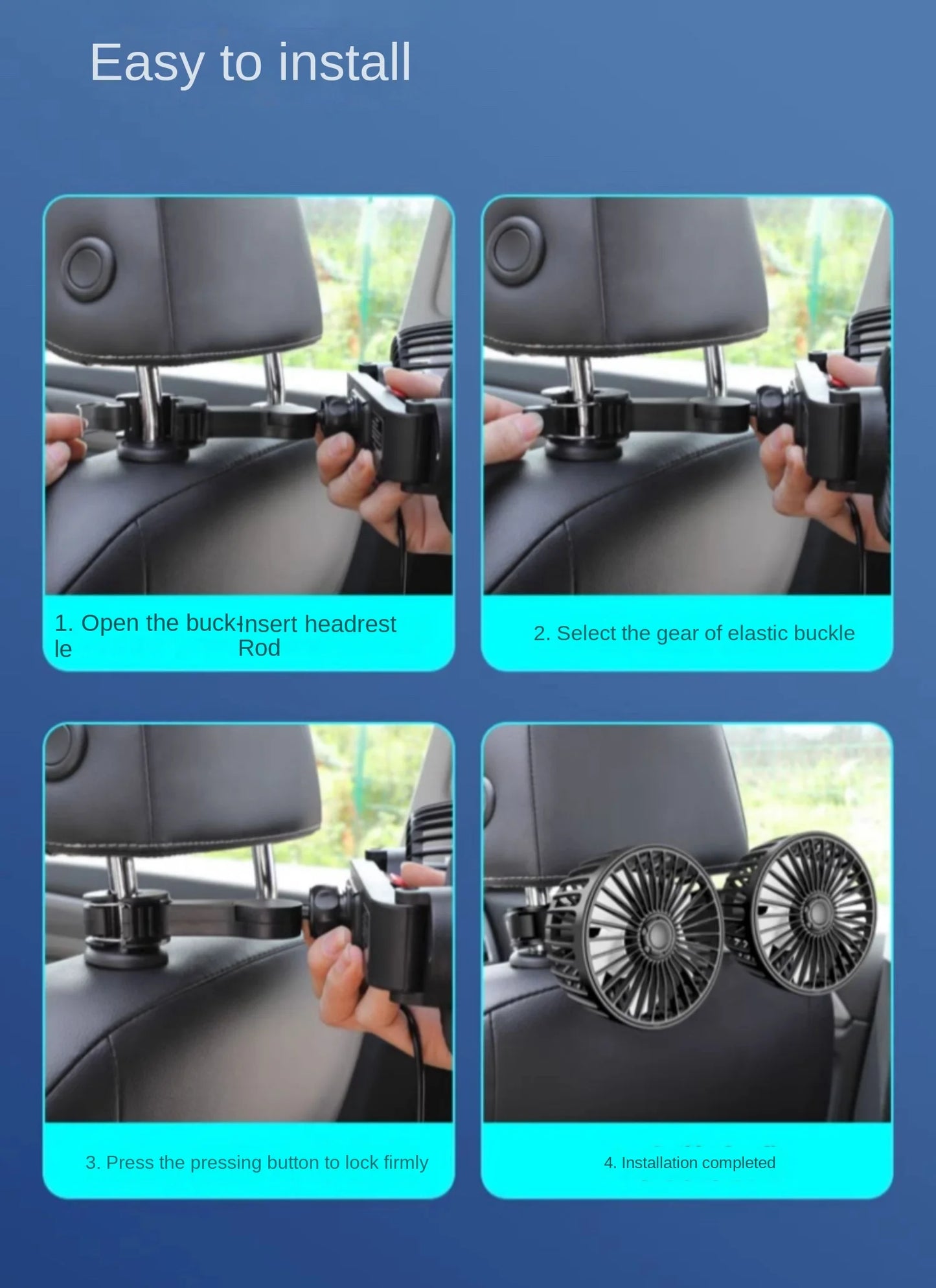 車用冷却ファン USB充電式・3段階風量調整・360度回転・夏の車内用 追加イメージ21