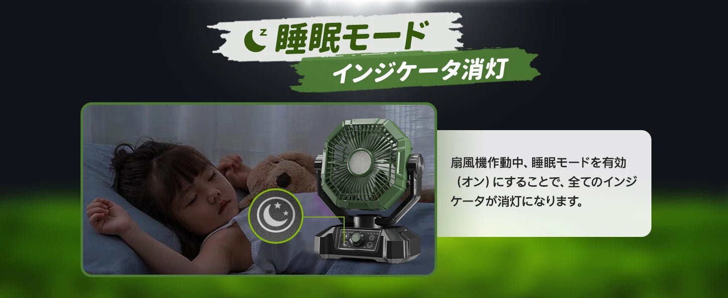 キャンプファン 充電式・20000mAh・リモコン付き・自動スイング機能・8段階風量調整・ピクニック用対応 追加イメージ12
