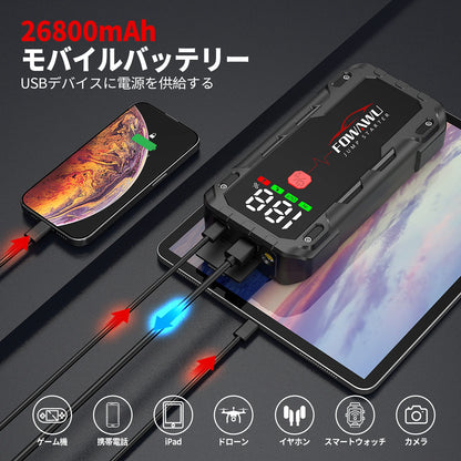 ジャンプスターター 26800mAh・7000Aピーク電流・UL認証・12V車両対応・バイクやSUVのエンジン始動用 追加イメージ5