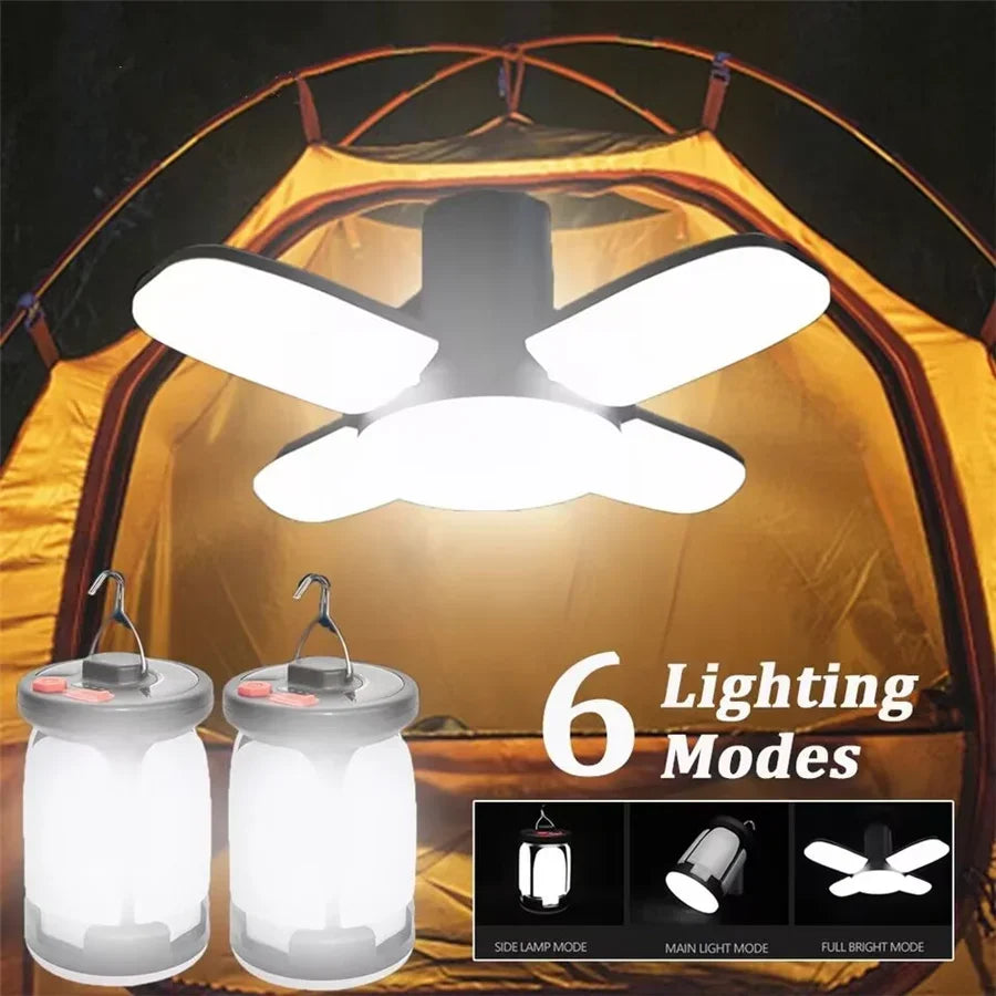 ソーラーキャンプランタン 4500mAh・1000LM・折りたたみ式・6種類のライトモード・USB・ソーラー充電対応 正面イメージ