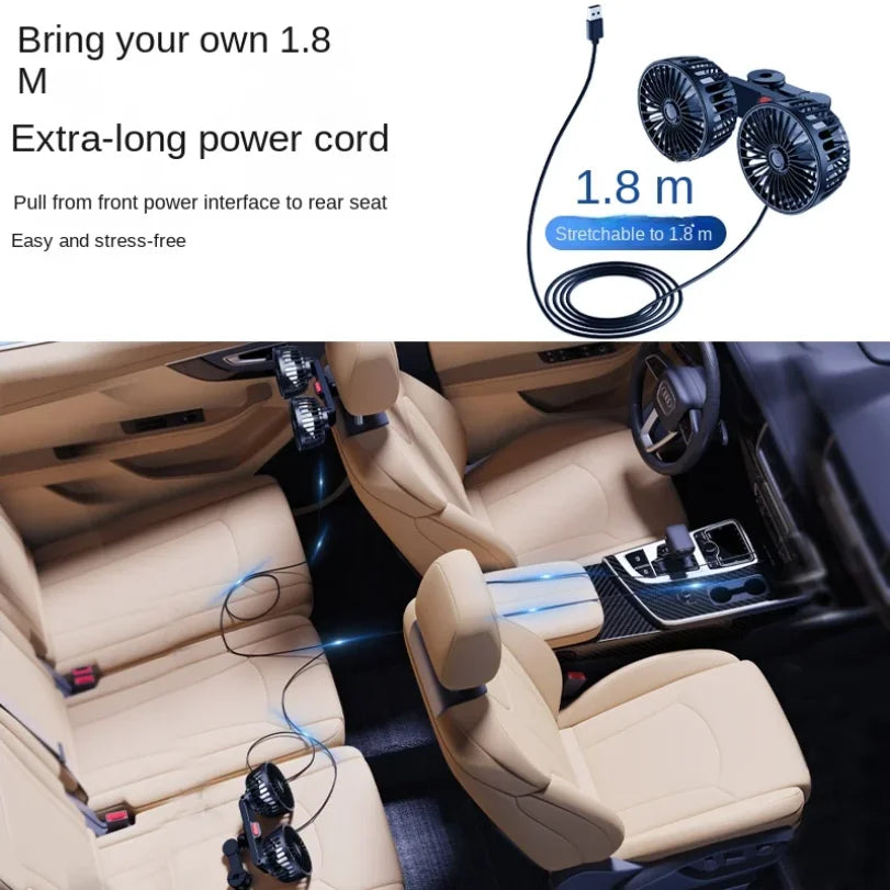 車用冷却ファン USB充電式・3段階風量調整・360度回転・夏の車内用 追加イメージ5