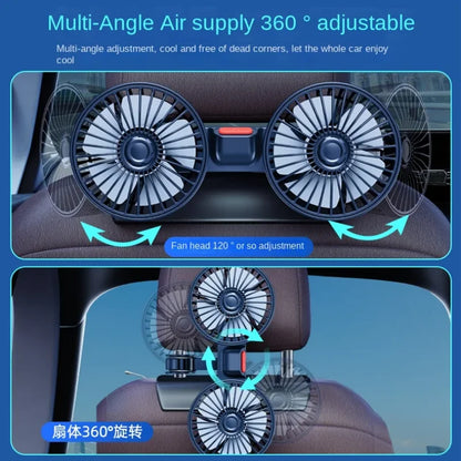 車用冷却ファン USB充電式・3段階風量調整・360度回転・夏の車内用 正面イメージ