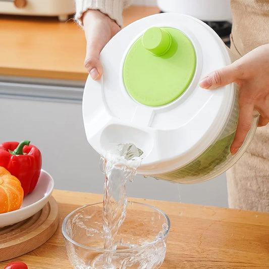 手動野菜脱水器 プラスチック製・手動クランク式・エコフレンドリー・キッチン用 正面イメージ