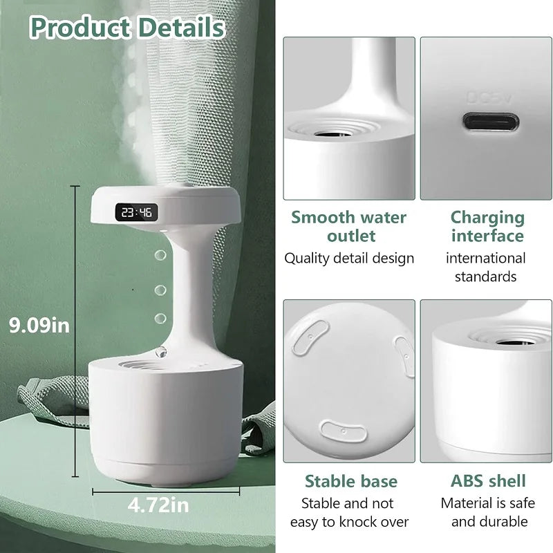 アンチグラビティ加湿器 超音波式・0.5・1L水タンク・USB電源・水不足時自動電源オフ機能・家庭・オフィス用対応 追加イメージ6